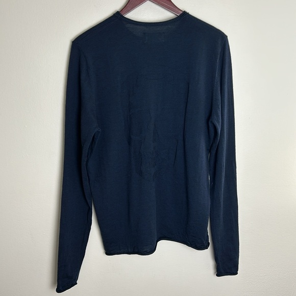 Zadig & Voltaire Men’s Skull Sweater Spooky Season Navy 100% Merino Wool Goth - Picture 6 of 14